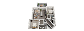 Two Bedroom Two Bathroom 3D Floor Plan